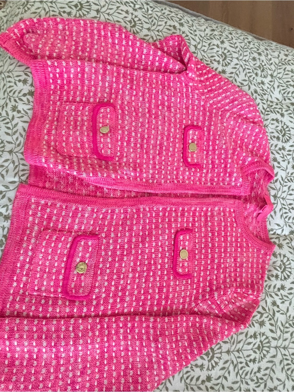 Lilly Pulitzer Pink Knit Cardigan Sweater with Pocket Details